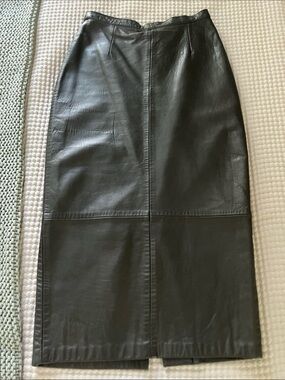 Vintage Michael Hoban Black Leather Pencil Skirt